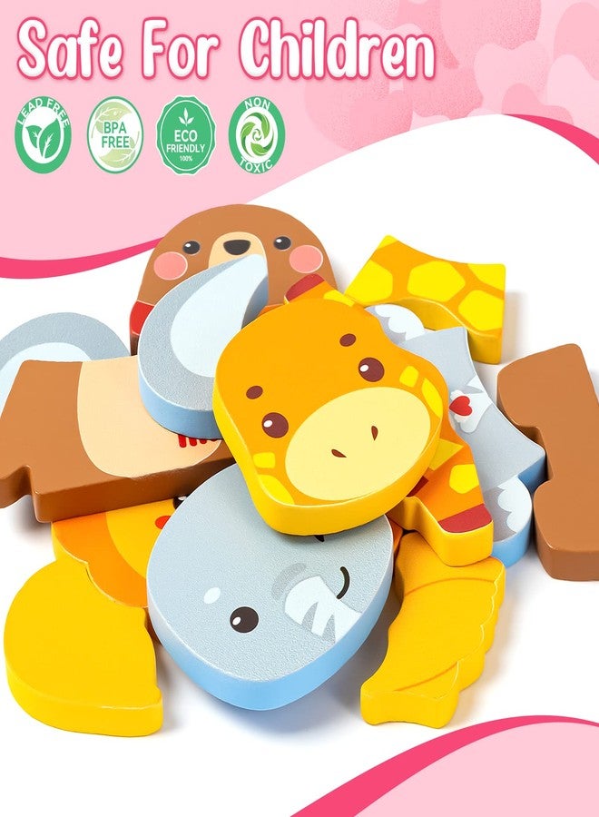 LACCHOUFEE Wooden Puzzles for Toddlers 1-3, 4 Pack Wooden Puzzles with Animals Design, Birthday Gift for Boys Girls, Kids Party Favors Gifts - Educational Preschool Classroom Toys - Image 3